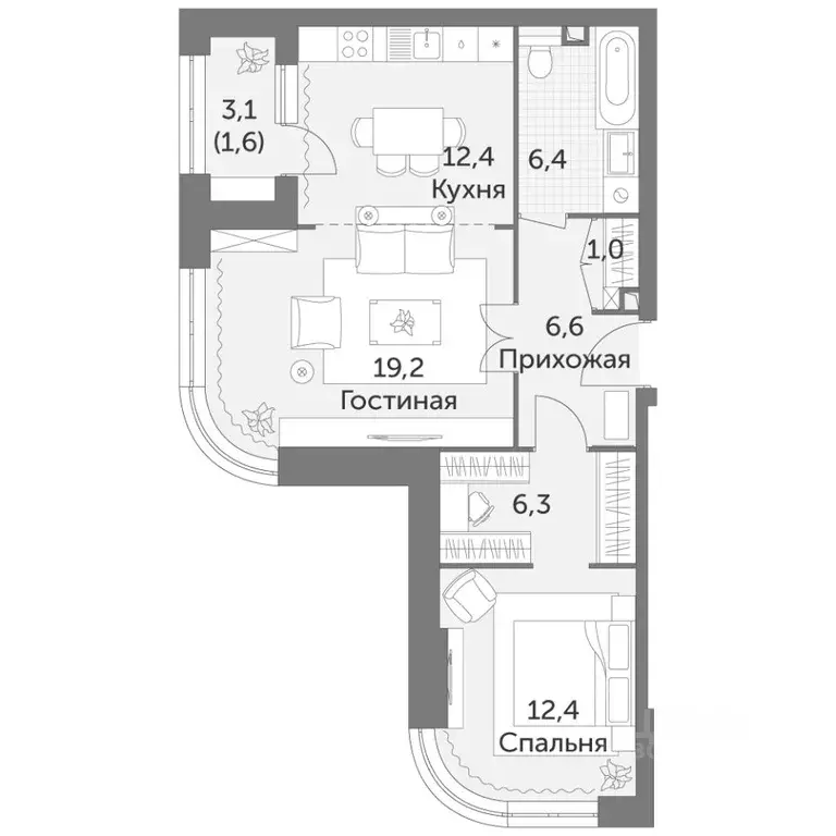 2-к кв. Москва ул. Вильгельма Пика, 1 (65.6 м) - Фото 1