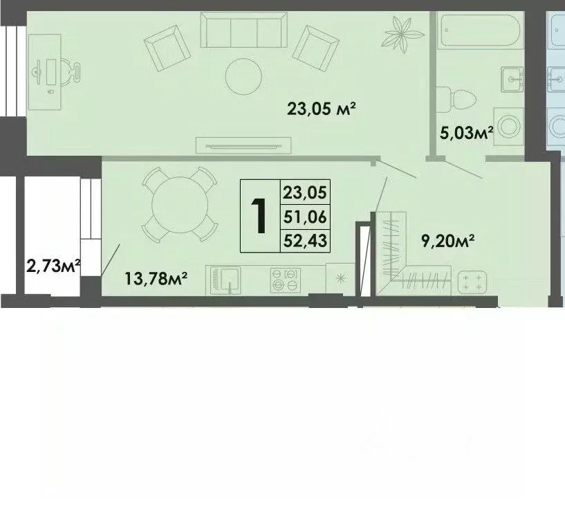 1-к кв. Саха (Якутия), Якутск ул. Богатырева, 9 (52.47 м) - Фото 1