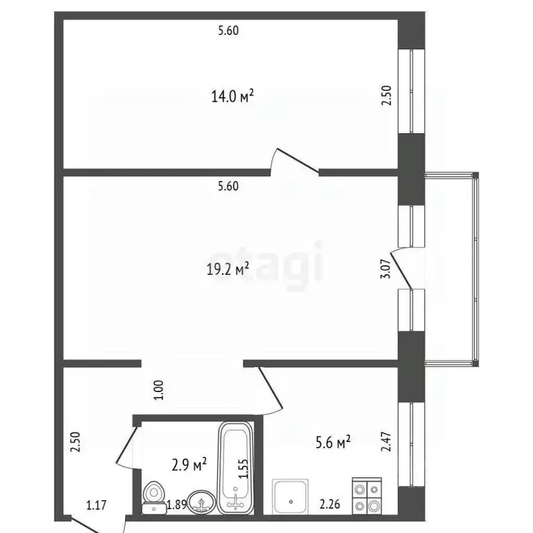 2-к кв. Кемеровская область, Кемерово ул. 9 Января, 4А (45.4 м) - Фото 2