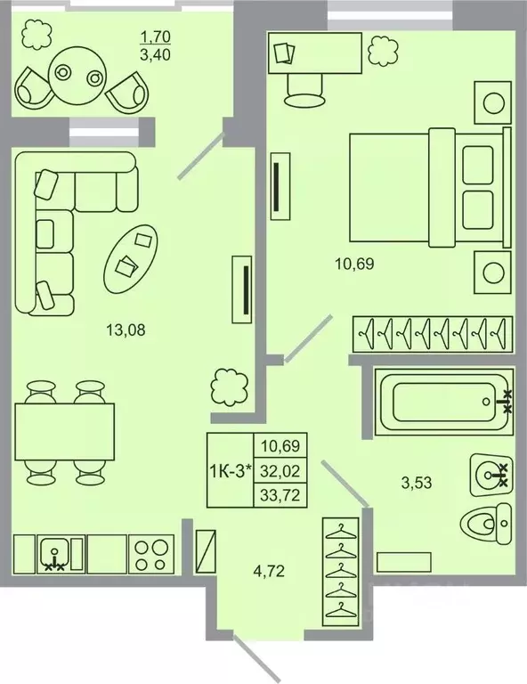 1-к кв. Ленинградская область, Всеволожский район, пос. Бугры Стороны ... - Фото 1