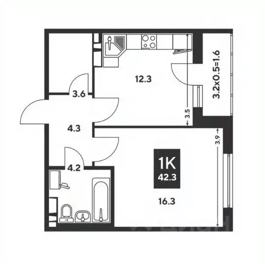 1-к кв. Краснодарский край, Краснодар ул. Им. Мурата Ахеджака, 12к6 ... - Фото 0