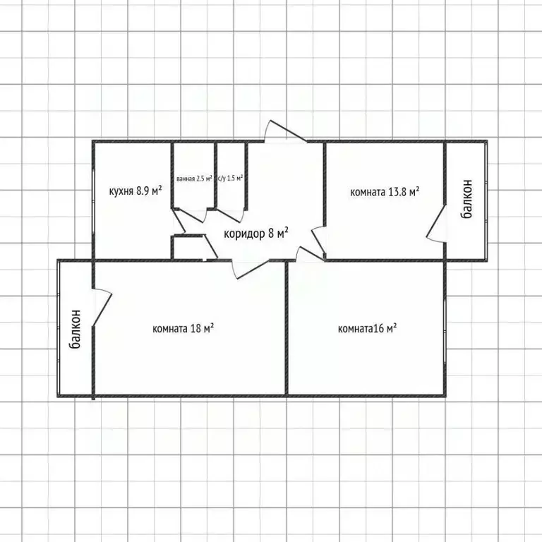 3-к кв. Адыгея, Майкоп ул. Чкалова, 86/2 (68.2 м) - Фото 2