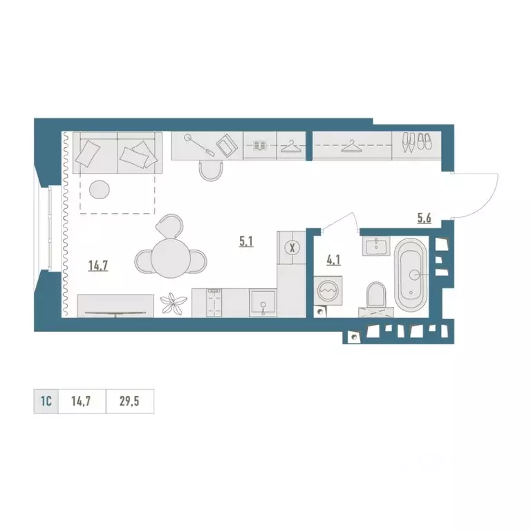 1-к кв. Башкортостан, Уфа Родина Парк жилой комплекс (29.5 м) - Фото 1