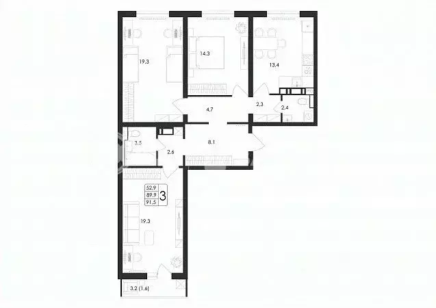 3-к кв. Воронежская область, Воронеж ул. Загоровского, 5/3 (91.5 м) - Фото 0