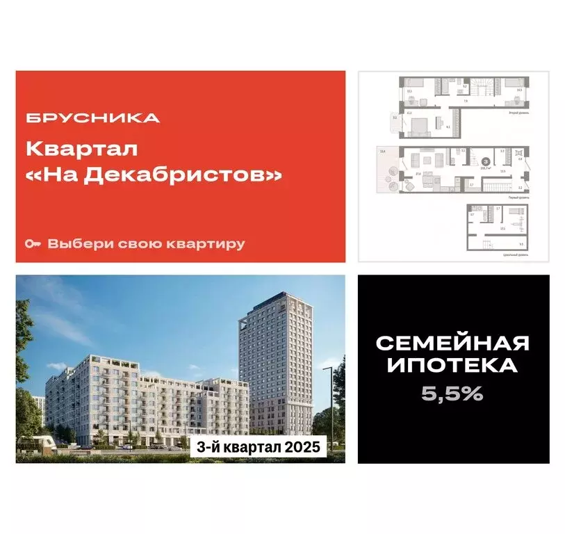 3-комнатная квартира: Новосибирск, Зыряновская улица, 53с (155.72 м) - Фото 0