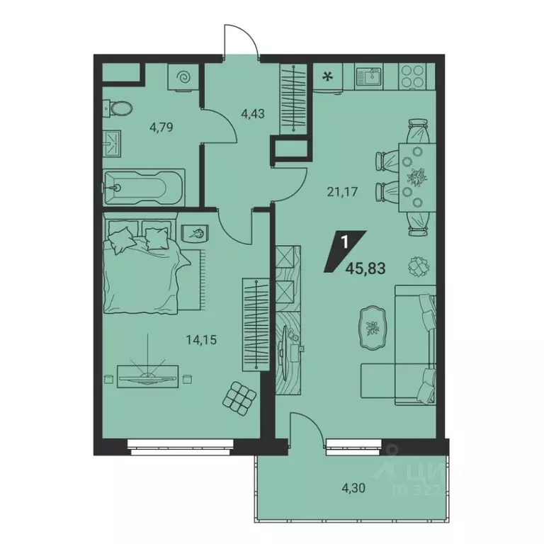 1-к кв. Свердловская область, Екатеринбург Юго-Западный жилрайон, Дом ... - Фото 1