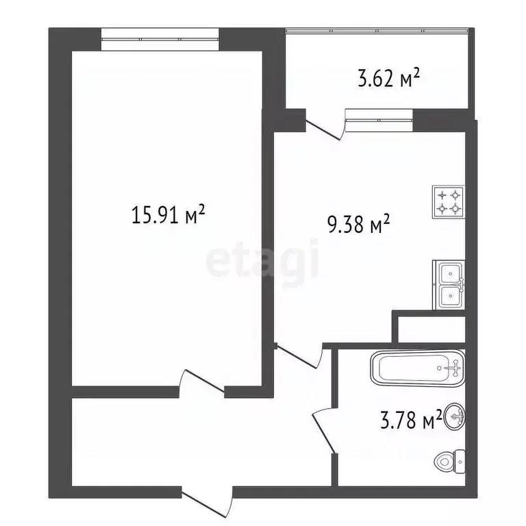 1-к кв. Ленинградская область, Мурино Всеволожский район, Новая ул., ... - Фото 2
