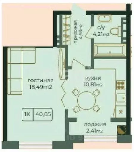 1-к кв. Дагестан, Каспийск просп. Акулиничева (40.85 м) - Фото 0