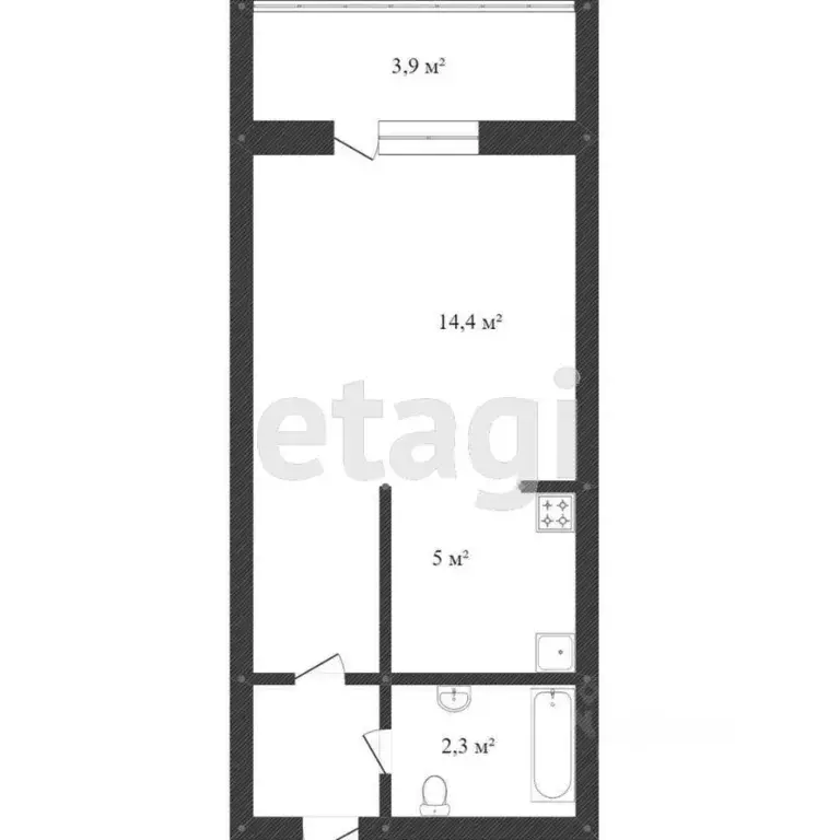 Студия Ханты-Мансийский АО, Сургут ул. Крылова, 32 (29.1 м) - Фото 1