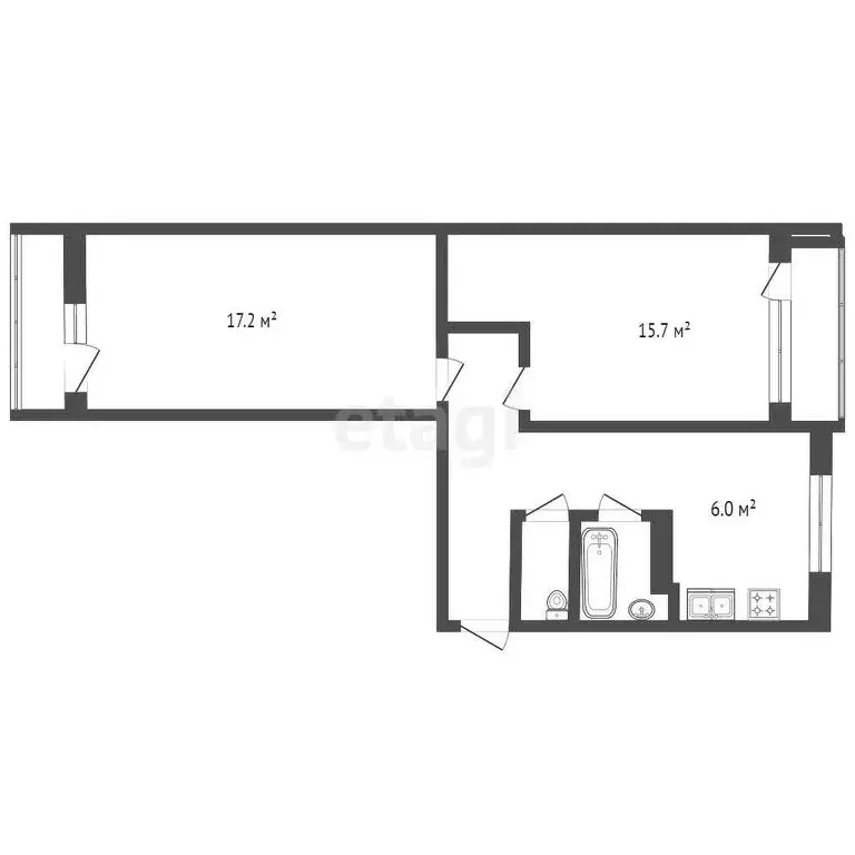 2-комнатная квартира: Гатчина, улица Крупской, 3 (46.6 м) - Фото 1