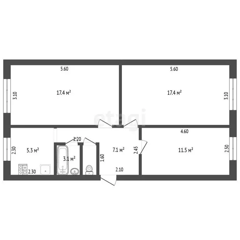 3-комнатная квартира: Кулебаки, улица Адмирала Макарова, 10 (61.8 м) - Фото 0