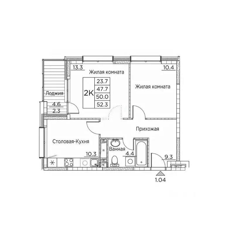 2-к кв. Приморский край, Владивосток ул. Расула Гамзатова, 7к3 (52.3 ... - Фото 1