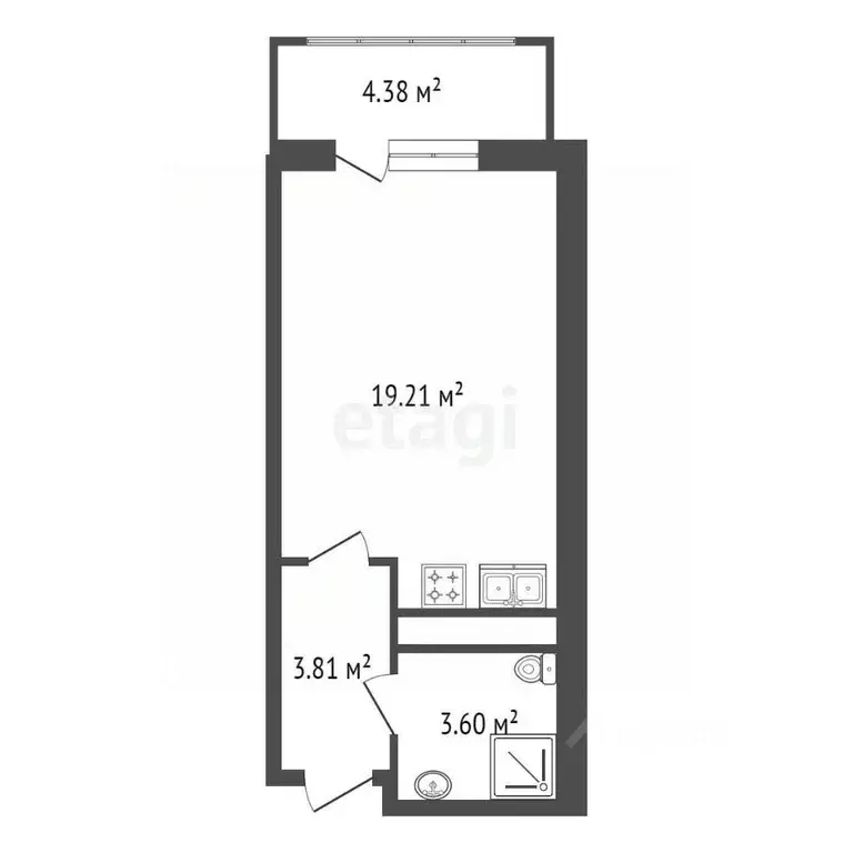 Студия Санкт-Петербург просп. Ветеранов, 200 (26.0 м) - Фото 1