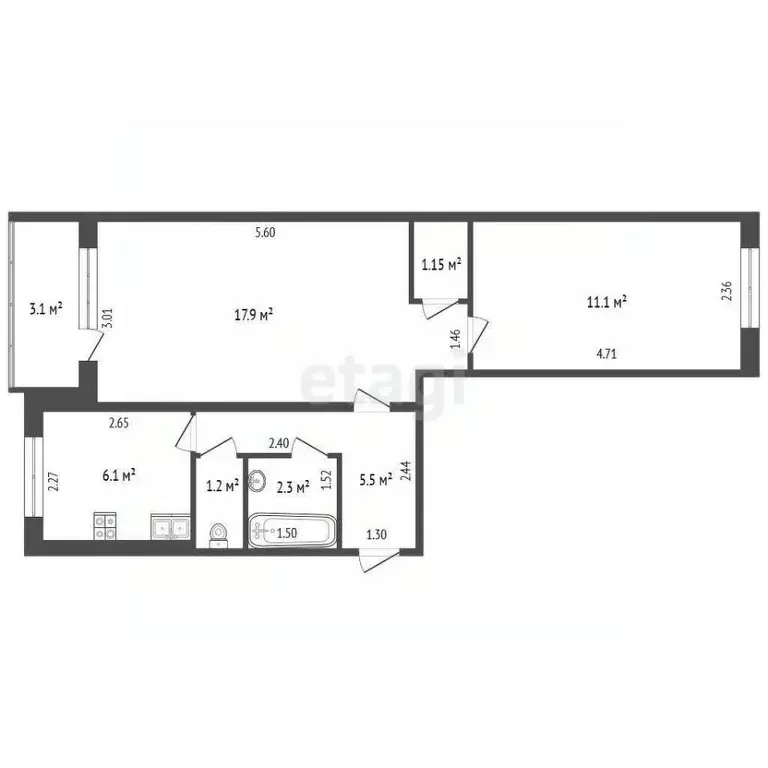2-к кв. Самарская область, Самара Черемшанская ул., 236 (44.9 м) - Фото 1