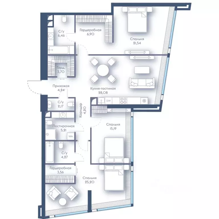 3-к кв. Москва Краснопресненская наб., 14с3 (130.72 м) - Фото 1