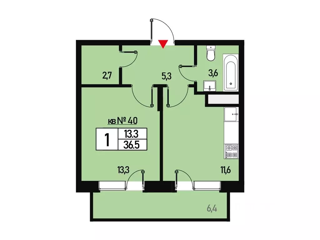 1-к кв. Москва ул. Генерала Донскова, 25к7 (36.5 м) - Фото 1