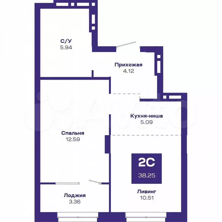 2-к. квартира, 39,4 м, 7/8 эт. - Фото 1