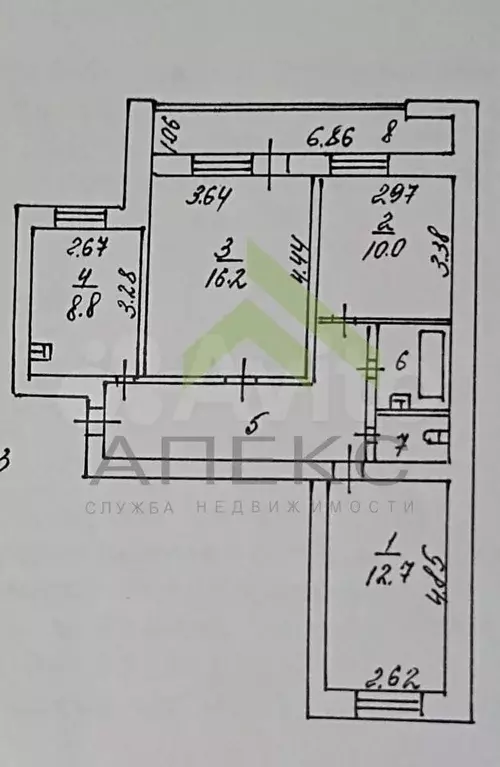 3-к. квартира, 62,1 м, 6/9 эт. - Фото 0