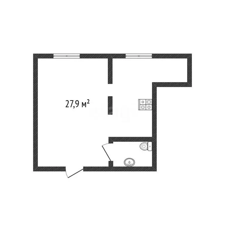 Квартира-студия: Белгород, Каштановая улица, 14 (27.9 м) - Фото 1