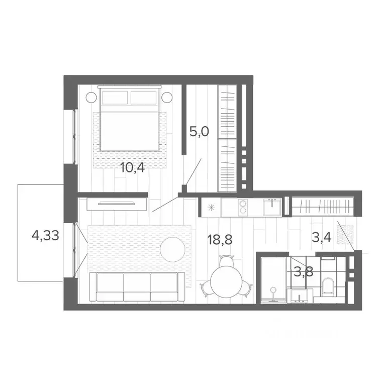 2-к кв. Алтайский край, Барнаул тракт Змеиногорский, 35Б (45.53 м) - Фото 1