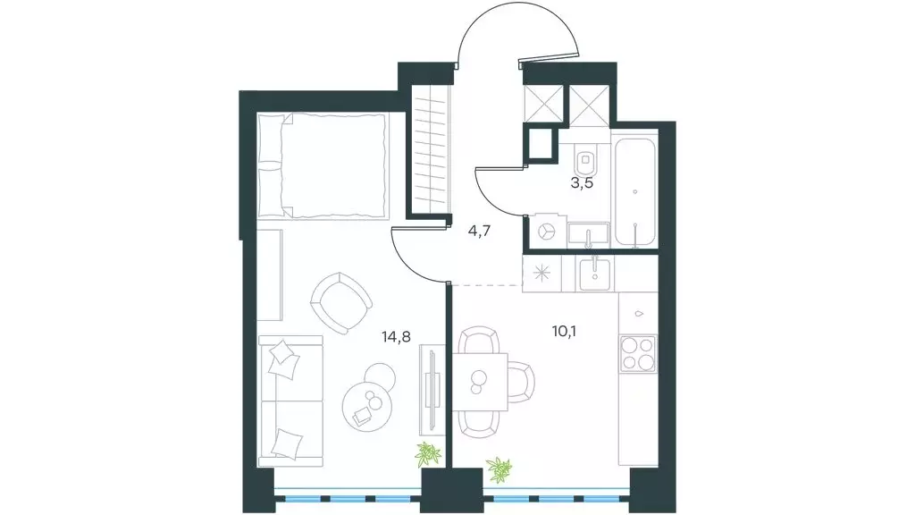 1-комнатная квартира: Москва, Южнопортовая улица (33.1 м) - Фото 1