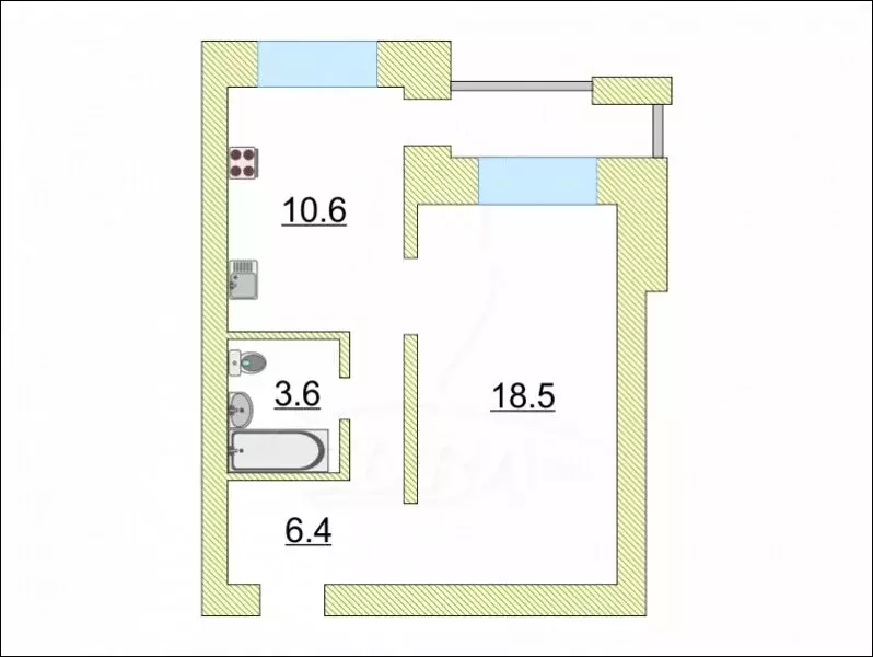 1-комнатная квартира: Тюмень, улица 50 лет Октября, 24 (39.1 м) - Фото 2