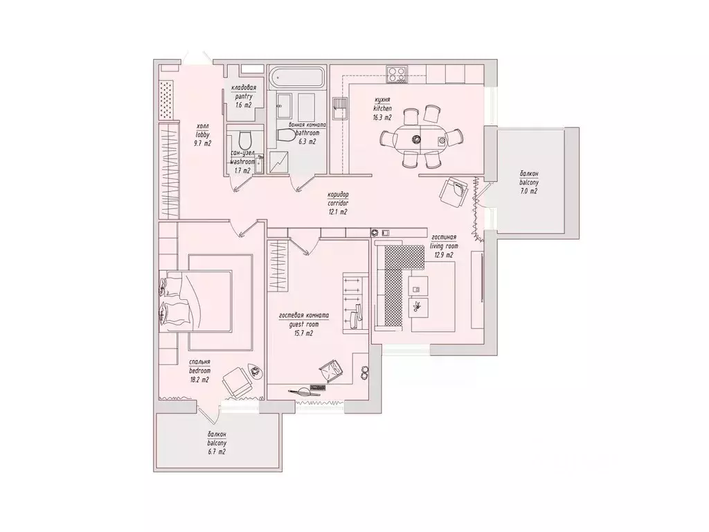 3-к кв. Санкт-Петербург наб. Реки Смоленки, 35к1 (95.29 м) - Фото 2