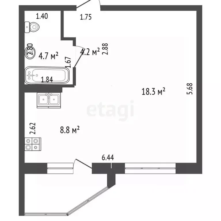 1-к кв. Алтайский край, Барнаул ул. Энтузиастов, 55 (37.4 м) - Фото 2