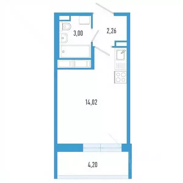 Студия Санкт-Петербург пос. Шушары,  (20.54 м) - Фото 0