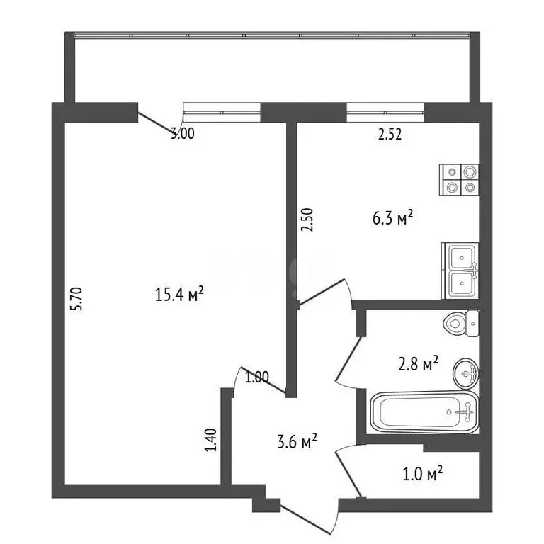 1-комнатная квартира: Нижнекамск, улица Менделеева, 1А (29.1 м) - Фото 1