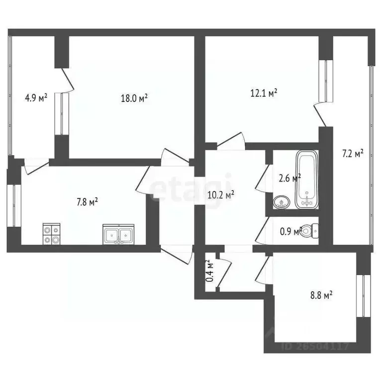 3-к кв. Севастополь ул. Колобова, 21 (60.8 м) - Фото 1