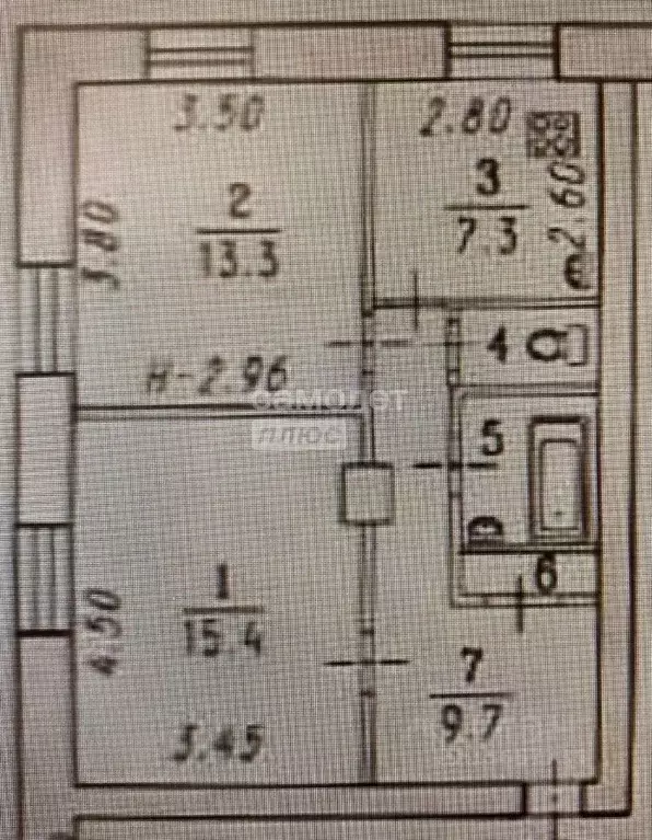 2-к кв. Омская область, Омск ул. Герцена, 38 (50.9 м) - Фото 2