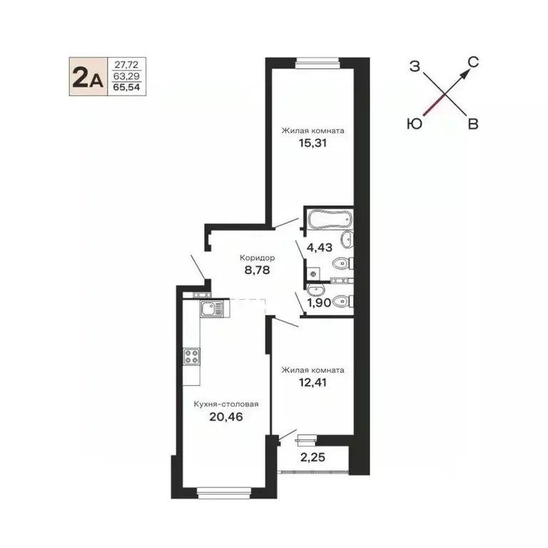 2-к кв. Свердловская область, Екатеринбург ул. Очеретина, 16 (65.54 м) - Фото 0