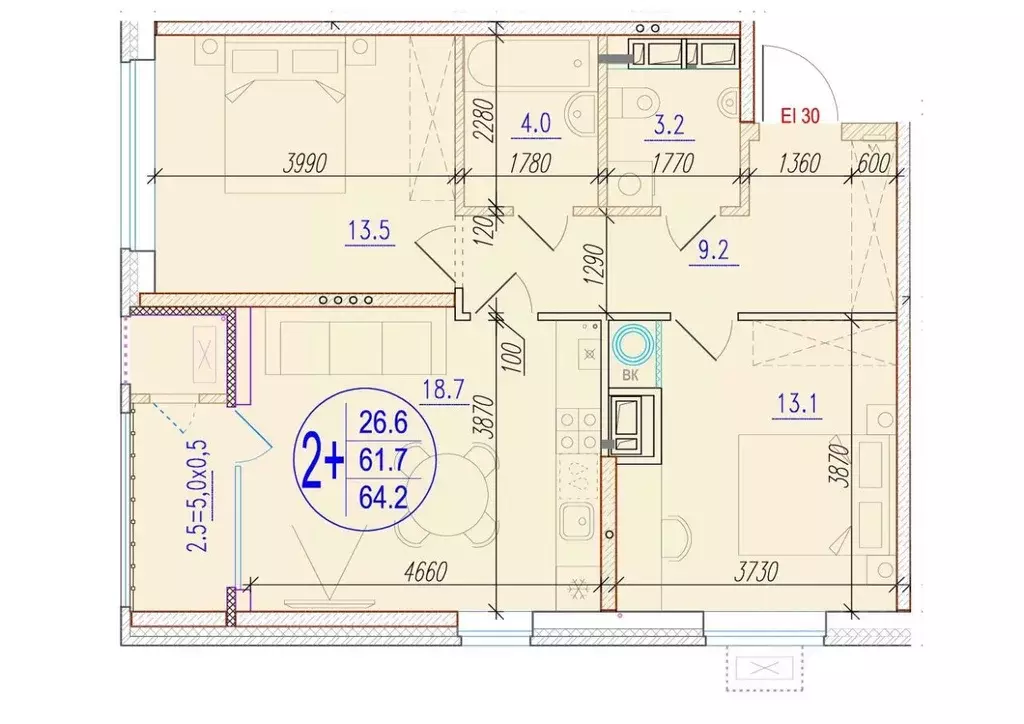 2-к кв. Астраханская область, Астрахань ул. Ахшарумова (64.2 м) - Фото 1
