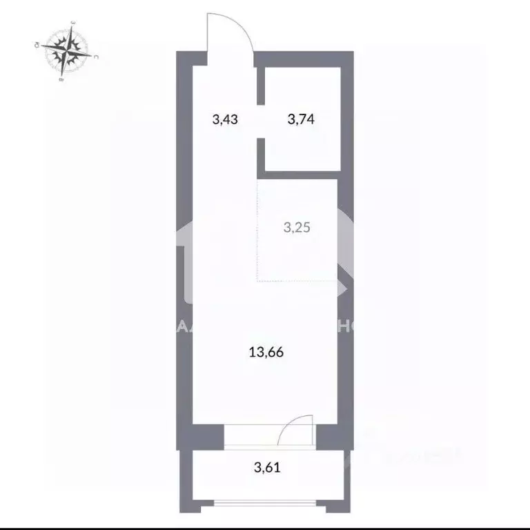 Студия Новосибирская область, Новосибирск ул. Державина, 50 (27.0 м) - Фото 1