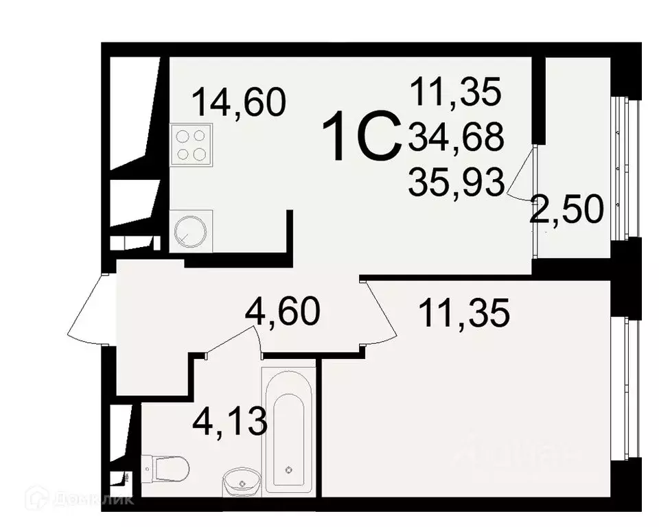 1-к кв. Рязанская область, Рязань ул. Чкалова (35.93 м) - Фото 1