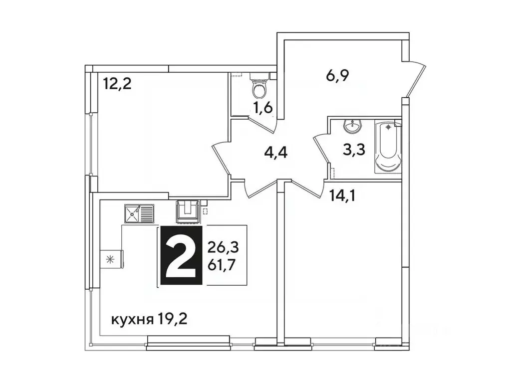2-к кв. Краснодарский край, Краснодар ул. Ивана Беличенко, 86 (61.6 м) - Фото 1