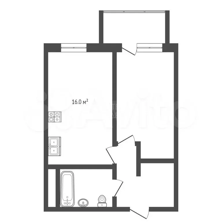 1-к. квартира, 36,9 м, 4/9 эт. - Фото 0