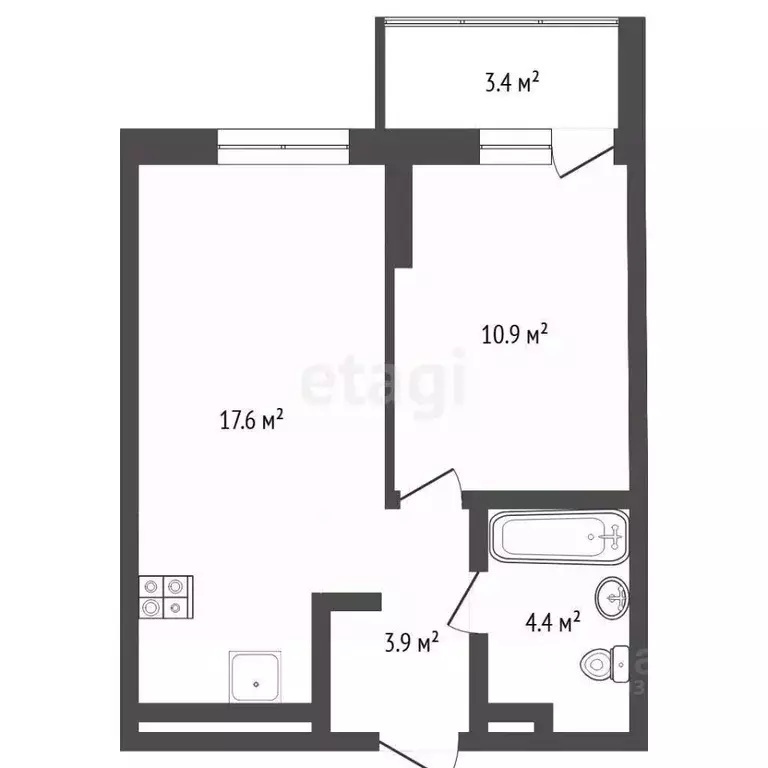 1-к кв. Тюменская область, Тюмень ул. Василия Малкова, 19 (40.0 м) - Фото 2