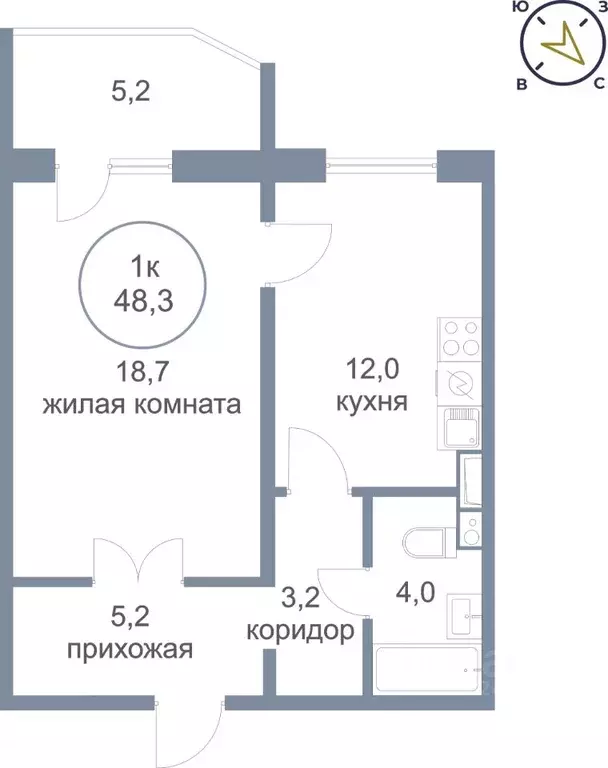 1-к кв. Ханты-Мансийский АО, Сургут Комсомольский просп., 7 (48.3 м) - Фото 0