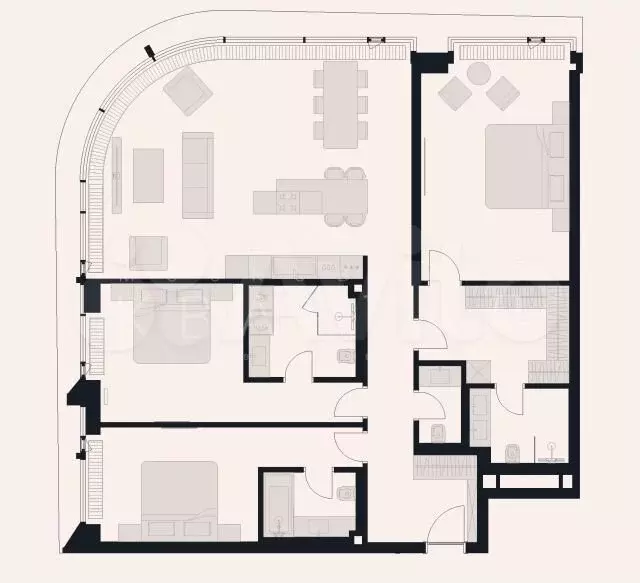 4-к. квартира, 151 м, 3/12 эт. - Фото 0