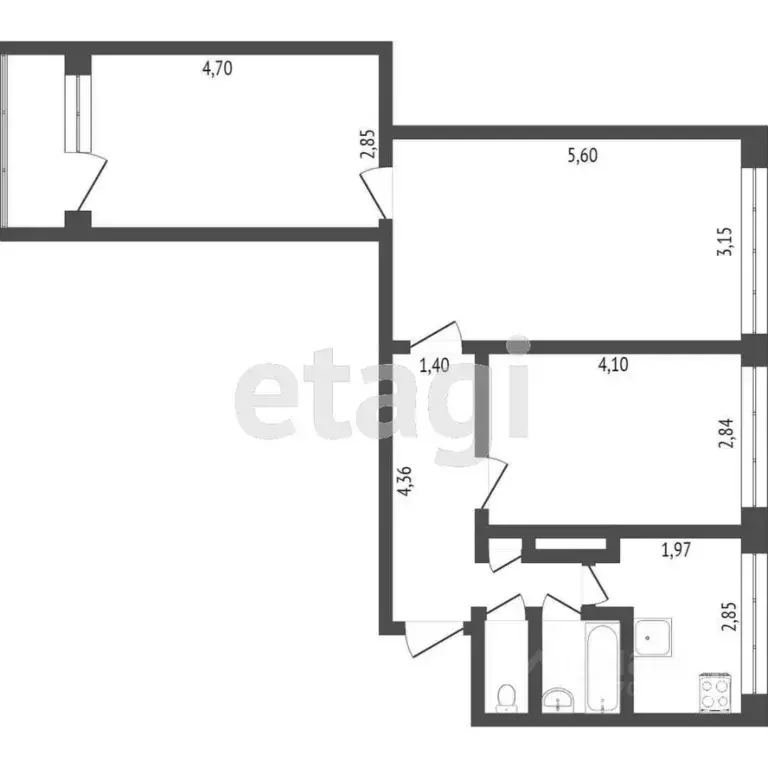 3-к кв. Санкт-Петербург аллея Поликарпова, 5 (59.6 м) - Фото 2