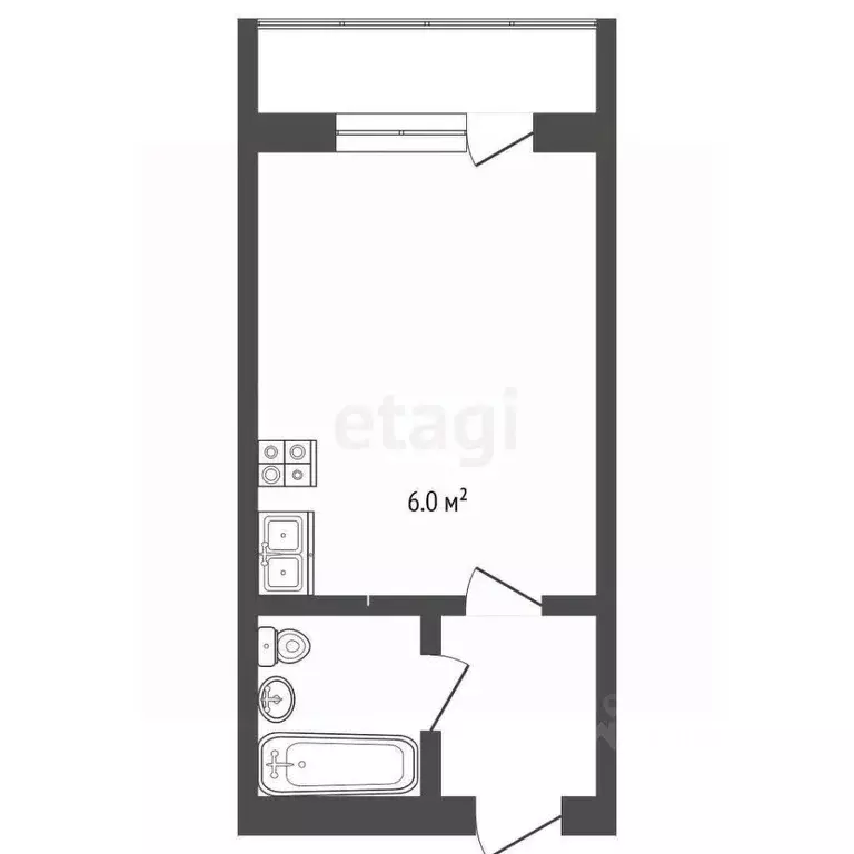 Студия Ханты-Мансийский АО, Сургут ул. Крылова, 32 (24.0 м) - Фото 2