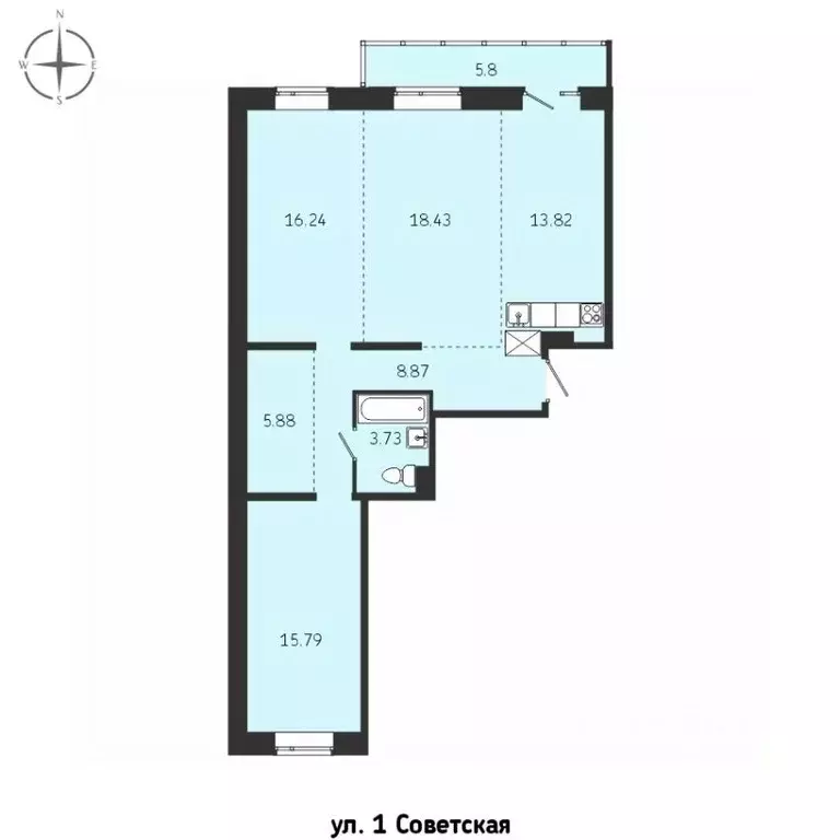 3-к кв. Иркутская область, Иркутск Советская ул., 115/1 (88.56 м) - Фото 0