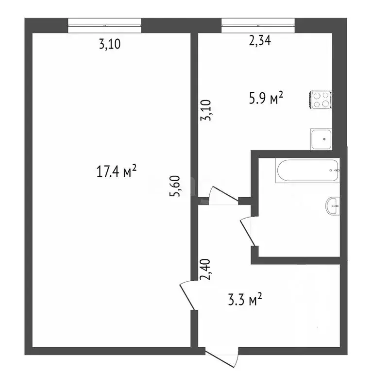 1-комнатная квартира: Кемерово, Инициативная улица, 107 (30.5 м) - Фото 1