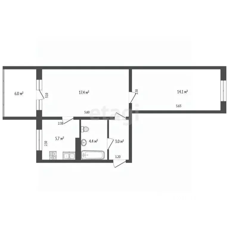 2-к кв. Крым, Ялта ул. Киевская, 11 (44.0 м) - Фото 1