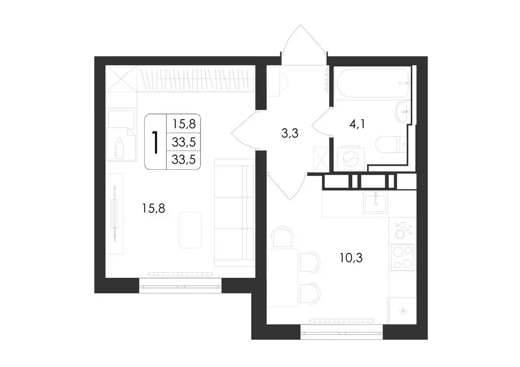 1-комнатная квартира: Воронеж, улица Шишкова, 140Б/21 (33.5 м) - Фото 0