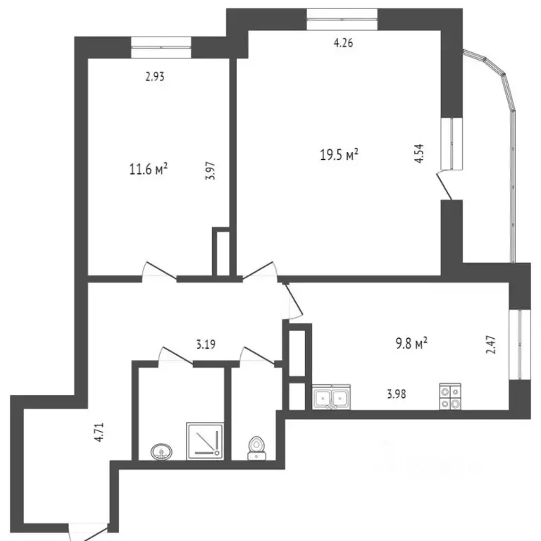 2-к кв. Владимирская область, Владимир ул. Нижняя Дуброва, 11 (58.5 м) - Фото 1