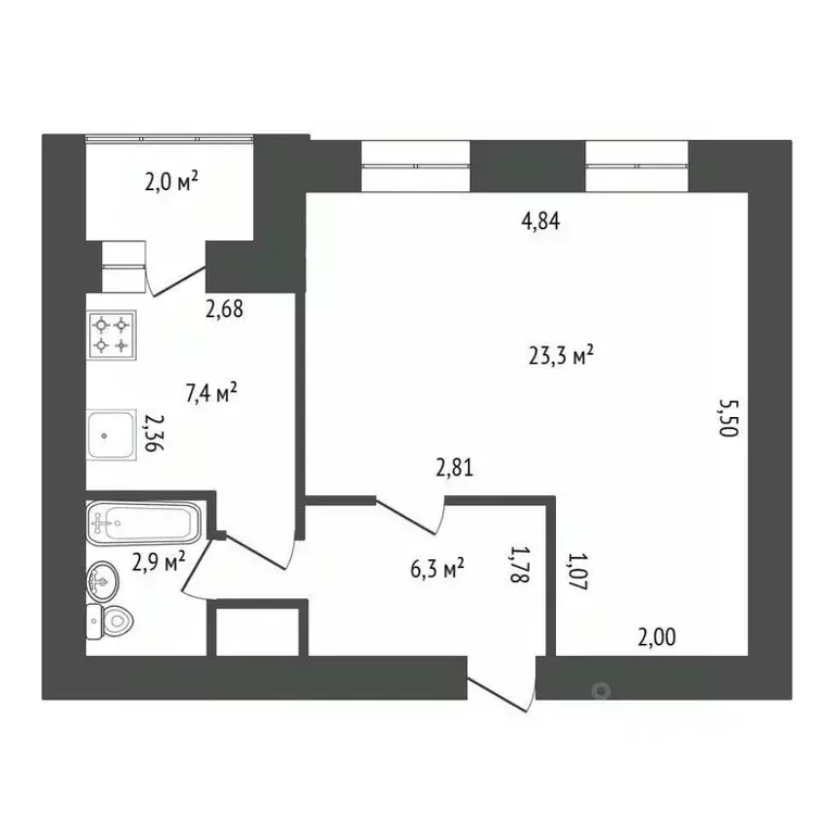 1-к кв. Башкортостан, Уфа ул. 50 лет СССР, 45А (38.3 м) - Фото 2