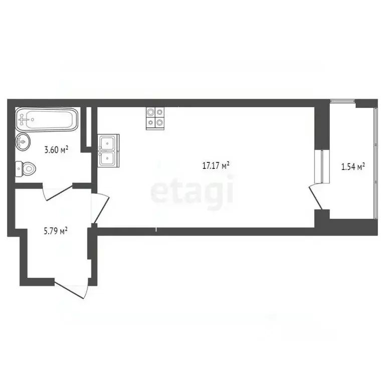 Студия Ярославская область, Ярославль ул. Дядьковская, 48 (28.1 м) - Фото 1